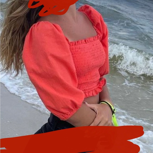 worn once altard state orange crop top - Picture 4 of 5